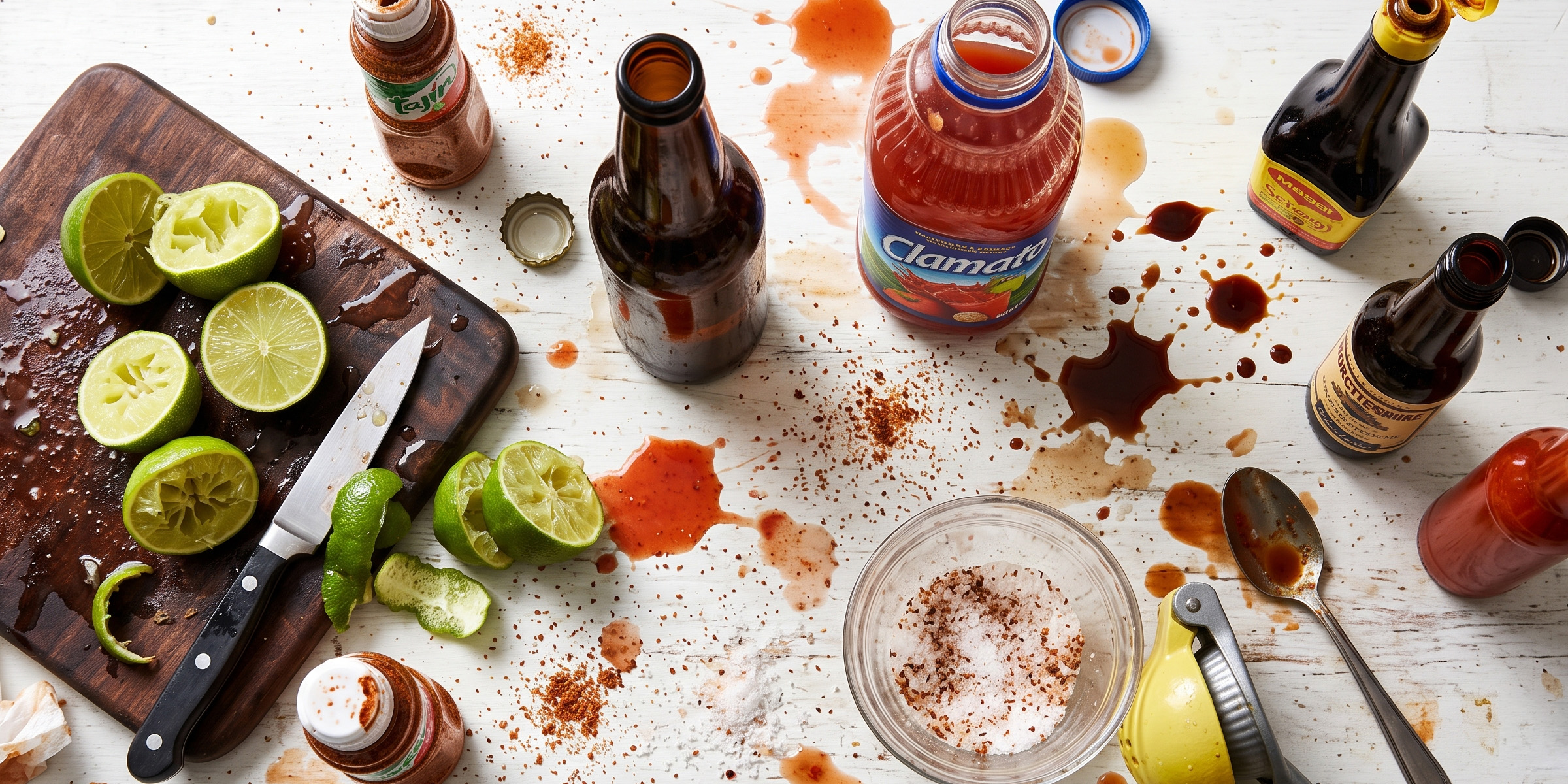 Messy michelada preparation